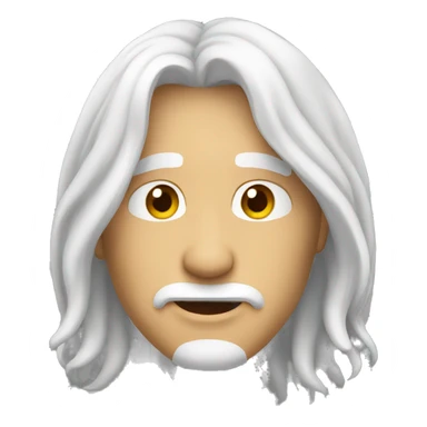 round face with long white hair 50 age male sticker