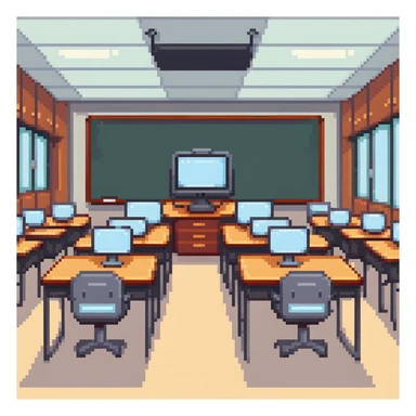 modern classroom with computers sticker
