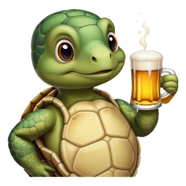 Freezing turtle drinking beer sticker