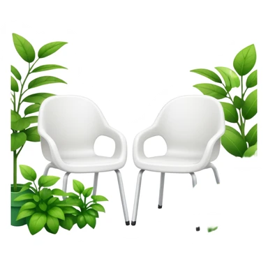 2 white Plastic chairs amongst plants sticker