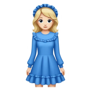 long sleeve blue dress with ruffles sticker