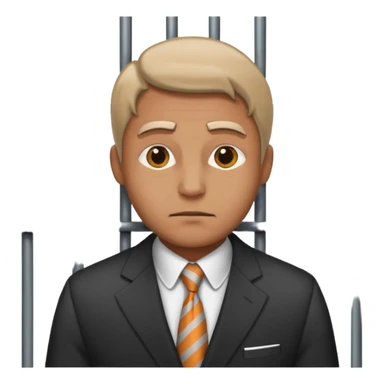 A man in a suit behind bars sticker