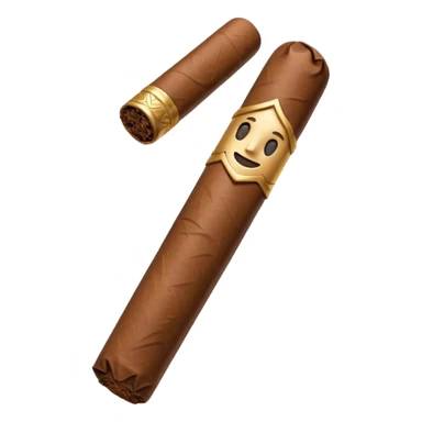 Emoji-style cigar icon, dark brown wrapper, subtle smoke, minimalistic, clean silhouette, metal details, no gold details sticker