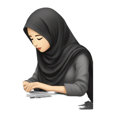 asia-Hijab-girl-beautiful-typing-on-computer-sad sticker