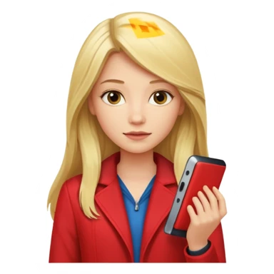 mujer  joven rubia con pelo largo y saco rojo con modem de internet y wifi con netflix sticker