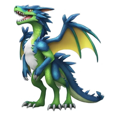  Cool Edgy Cute Shiny Colorful Digimon-Reptile-Dragon-Sergal full body sticker