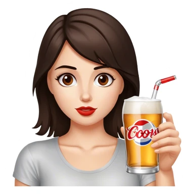 Brunette drinking coors light  sticker