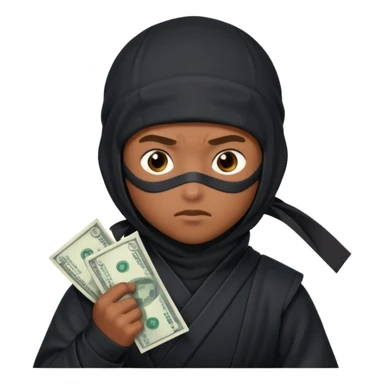 Niño ninja con dinero sticker