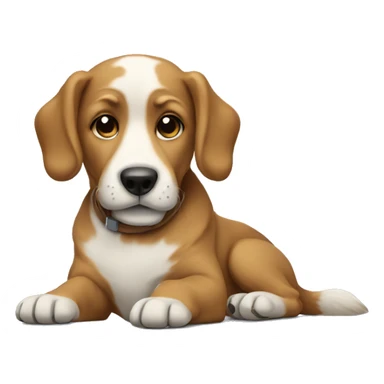 a dog with a macbook sticker