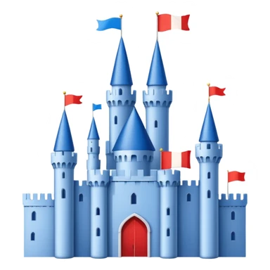 The flag has a yellow background with four horizontal red stripes running across it. In the upper left corner, there is a blue rectangle containing a white, stylized castle with three towers, the middle tower being taller than the others. sticker