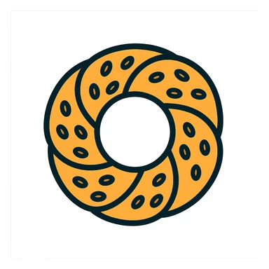a simit, the Turkish sesame bagel, minimal flat icon style sticker