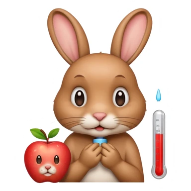 worried rabbit with a thermometer in its mouth, apple style emoji sticker