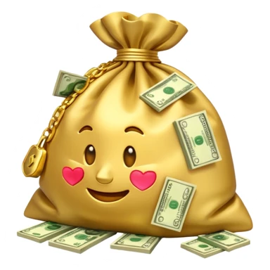 Luxury 3D emoji, overflowing money bag, stacks of cash, premium lighting, rich glossy look, ultra clean, transparent background


 sticker