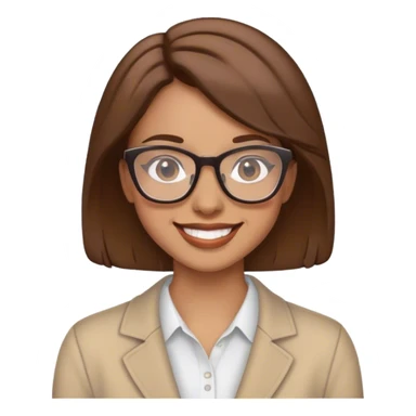 women with brown hair, smile, and with glasses sticker