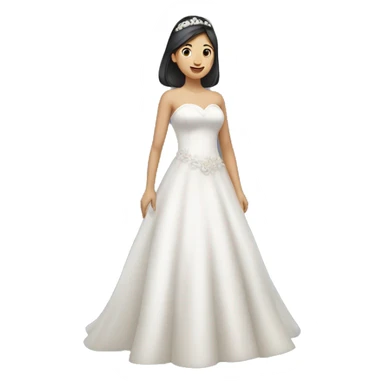 "An Asian girl wearing a wedding dress, standing and looking happy." sticker