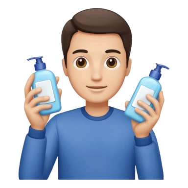 man holding skincare products sticker