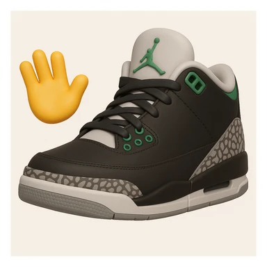 Edit the sneaker character in the style of 3D emoji (Microsoft style 3D fluent emojis) with no face, no arms, and no legs, in a waving pose. Maintain the 3D emoji look and feel. sticker