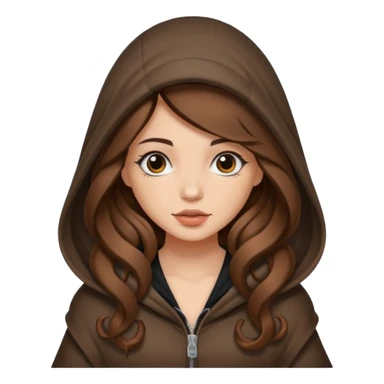 cute woman long wavy brown hair tattoos curled inside hood sticker