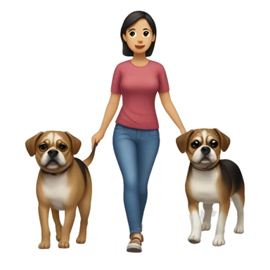 Mid 30s filipina walking two pugaliers sticker