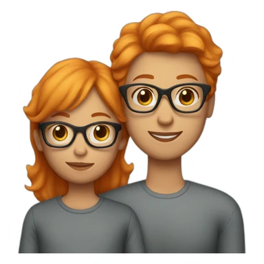 Mother in glasses with little boy orange hair sticker
