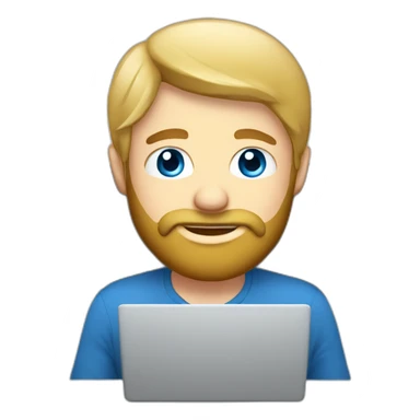 Blond bearded blue eyes with computer in box sticker