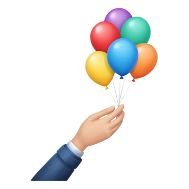 balloon flying upward from a hand sticker