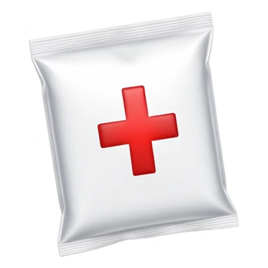 Discreet medical packet for intimate health clinic with small red cross and heart symbol, sealed packet sticker