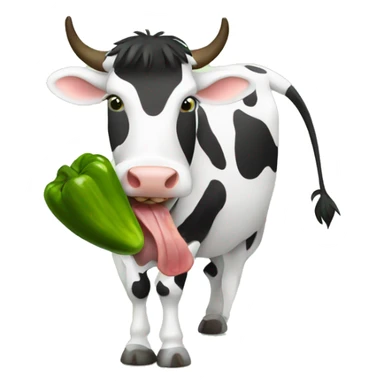 cow eating a pickle sticker