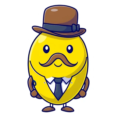 anime lemon character with monocle, necktie, and bowler hat sticker