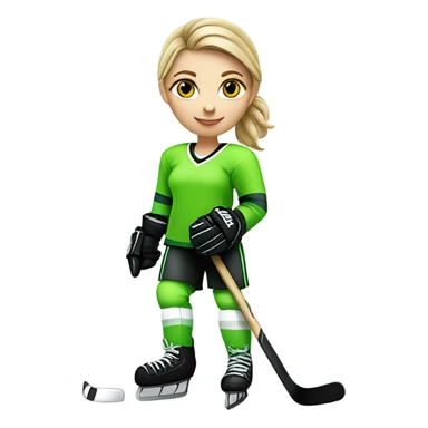 White Girl ice Hockey player neon green sticker