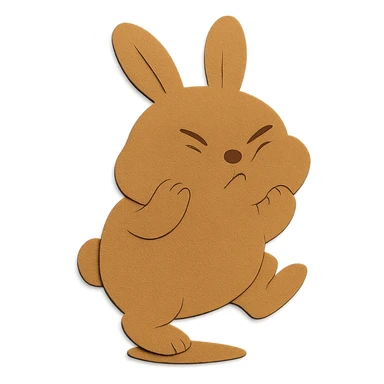 Edit the bunny so both ears have the same characteristic (matching shape, size, and angle), keep the rest unchanged, paper-craft style sticker