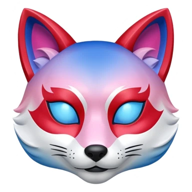 Mascara Kitsune Azul, Vermelho e Rosa degrade sticker