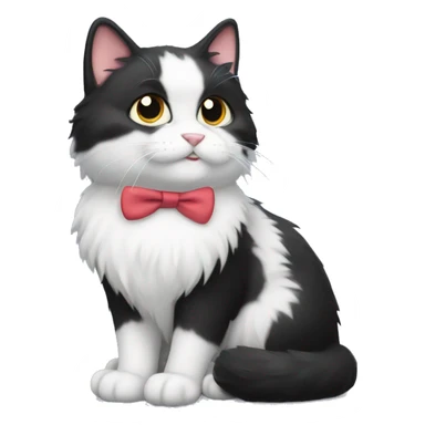 fluffy tuxedo cat sticker