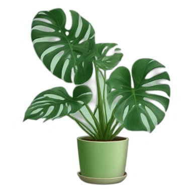 Monstera indoor plant in a sage coloured pot sticker