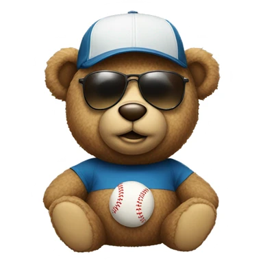 Teddy Bear with sunglasses and a baseball cap sticker