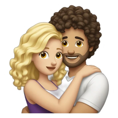 White man with dark curly hair hugging a blonde curvy woman sticker