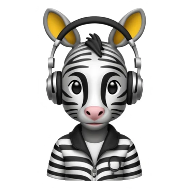 A zebra listening to music sticker