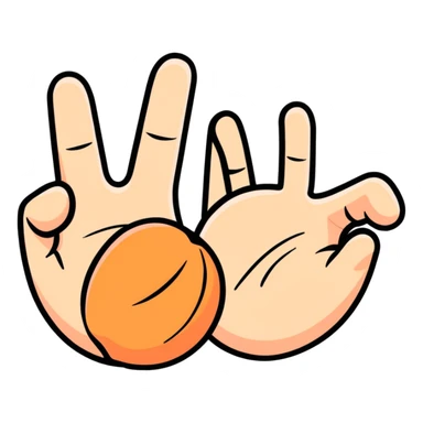 Peach emoji with hand prints on it sticker
