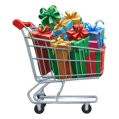 shopping cart wrapped in christmas  lights  sticker
