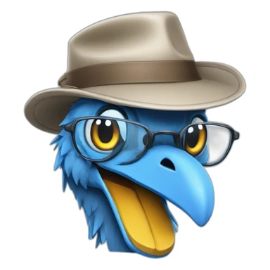 Crazy funny Cyberpunk Articuno head with beautiful smile wearing glasses and hat sticker