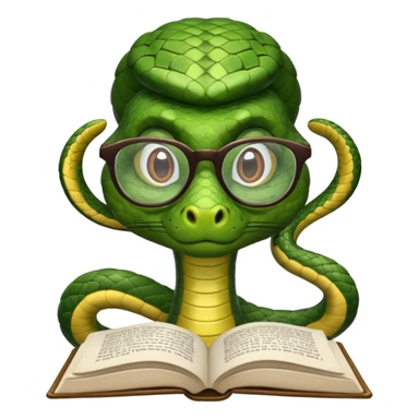 kitap okuyan gözlüklü yılan sticker