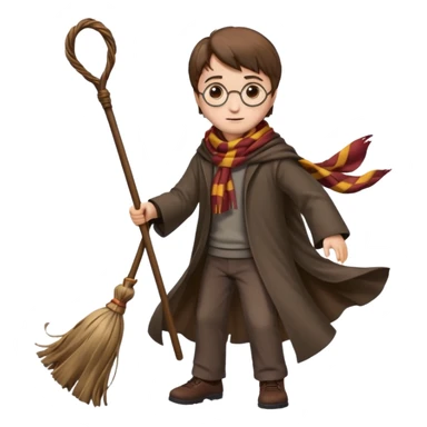 harry potter with flying broom sticker