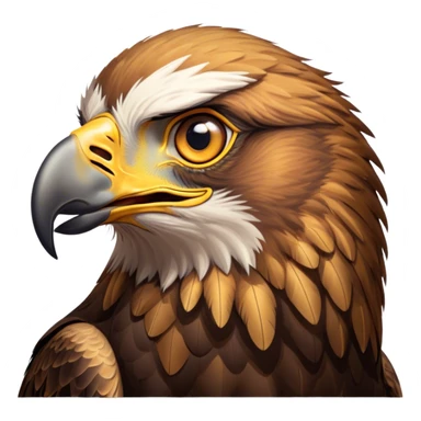 Cinematic Comical Golden Eagle Portrait Emoji, Head tilted dramatically with an exaggeratedly shocked expression, featuring a striking, broad-beaked form with wide, comically expressive eyes full of playful disbelief and richly textured golden feathers, Simplified yet hilariously expressive features, highly detailed, glowing with a slightly sassy amber glow, high shine, dramatic yet playful, stylized with an air of cheeky aerial mischief, soft glowing outline, capturing the essence of a meme-worthy golden eagle that looks ready to side-eye its way into viral fame! sticker