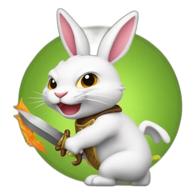 Lapin qui combat un dragon sticker