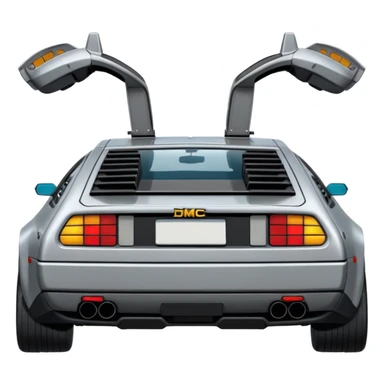 Silver DMC 12 Delorean backview sticker