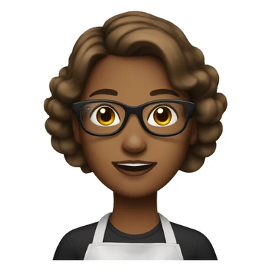Girl with brown hair and black glasses baking sticker