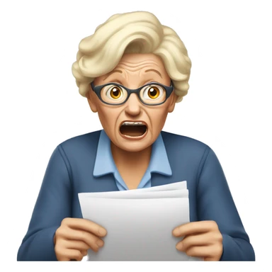 Blonde elderly mother yells at son to pay his bills sticker