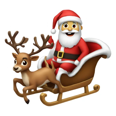 Santa in his sleigh with reindeer sticker