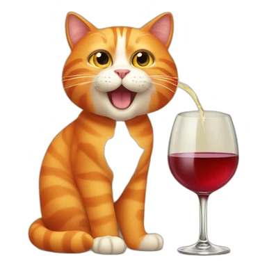 orange cat with wine glass sticker