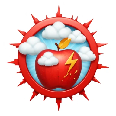Create a 3D Apple-style emoji of a stylized explosion icon — abstract burst lines and a small cloud puff — combined with a circular red prohibition sign (slash). Keep it minimal, glossy, smooth, and friendly in Apple emoji style on a white background.

 sticker